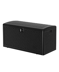 homfan 73 Gallon Lockable and Weatherproof Resin Deck Storage Box - Extra Large Outdoor Organizer for Garden Tools, Pool Toys