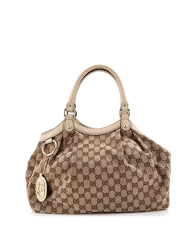Pre-Owned Gucci Medium Sukey Tote Gg Canvas with Leather