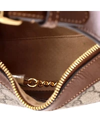 Pre-Owned Gucci Mini Interlocking G Patch Half Moon Hobo Gg Coated Canvas
