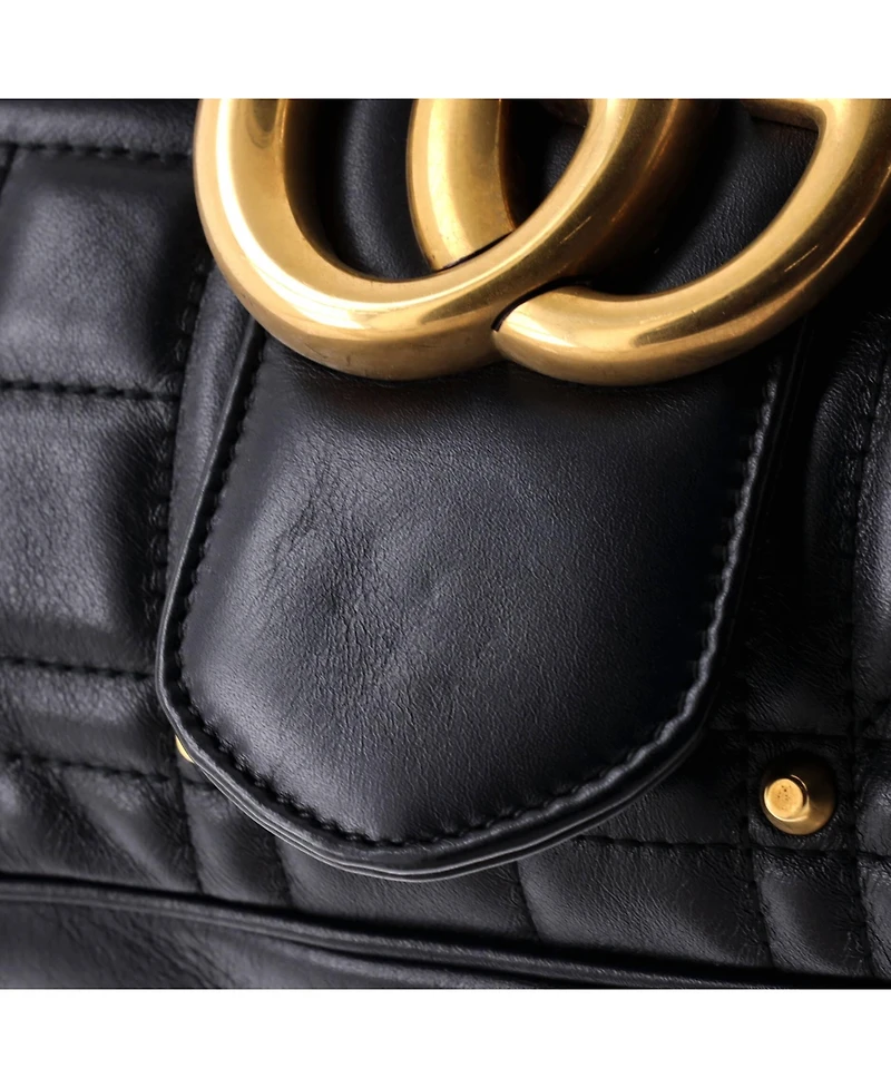 Pre-Owned Gucci Medium Gg Marmont Flap Bag Studded Matelasse Leather