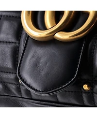 Pre-Owned Gucci Medium Gg Marmont Flap Bag Studded Matelasse Leather