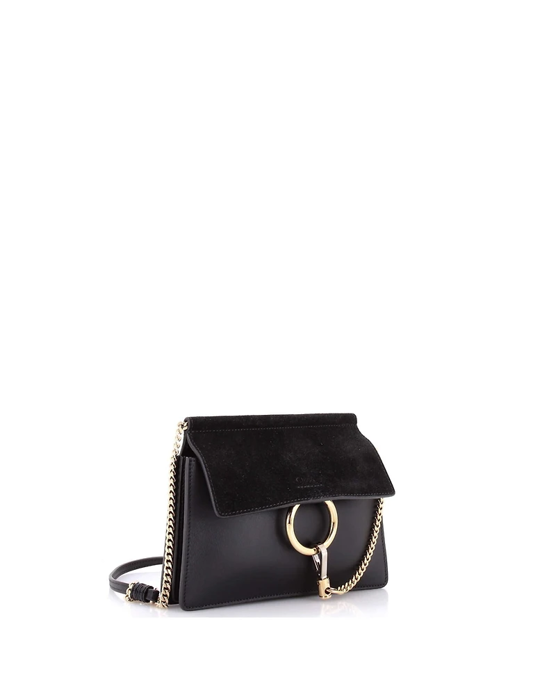 Pre-Owned Chloe Mini Faye Chain Shoulder Bag Leather and Suede
