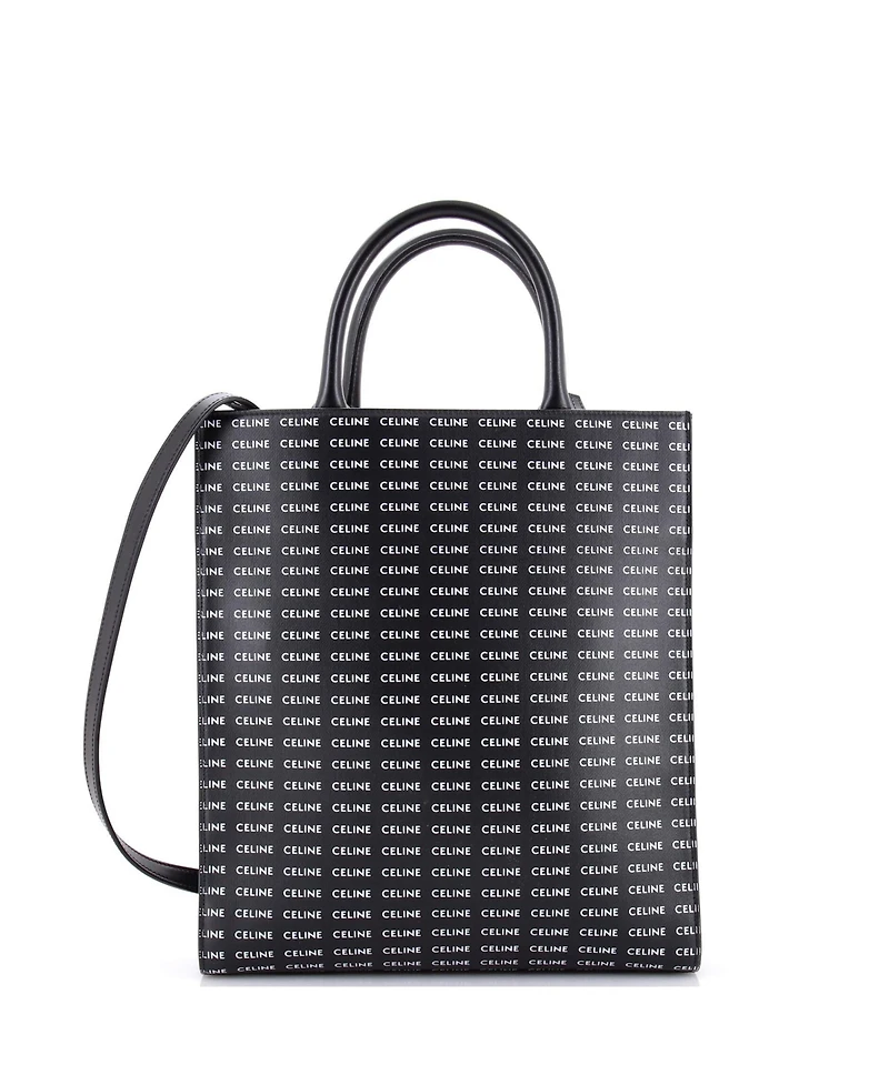Pre-Owned Celine Small Vertical Cabas Tote All Over Logo Print Leather