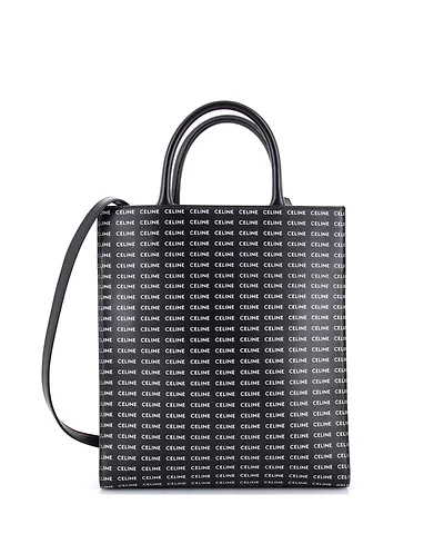Pre-Owned Celine Small Vertical Cabas Tote All Over Logo Print Leather