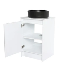 Sillysis 31.5 Inch Modern Bathroom Vanity with Ceramic Sink, Soft Close Doors, Small Storage Cabinet, Adjustable Faucet Hole