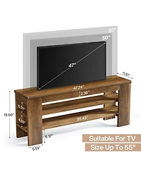 Tribesigns 47" Tv Stand for TVs up to 55 Inches, Farmhouse Entertainment Center with 3-Tier Open Storage Shelves, Media Console Cabinet
