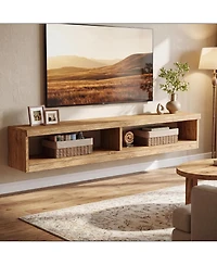 Tribesigns Solid Wood Floating Tv Stand:55" farmhouse wall mounted console. Media entertainment center for living room, bedroom, small space.