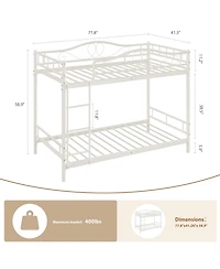 homfan Twin Over Bunk Bed for Kids, Heavy Duty Metal Frame with Safety Guardrail and Ladder, 400 Lbs Capacity, Space-Saving Design