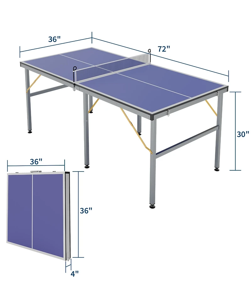 homfan Foldable Table Tennis with Engineered Wood Surface, Iron Frame Indoor Ping Pong for Home Game Room
