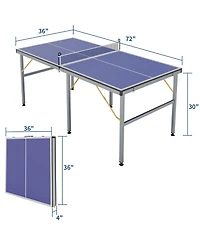 homfan Foldable Table Tennis with Engineered Wood Surface, Iron Frame Indoor Ping Pong for Home Game Room