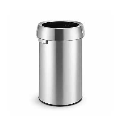 Home Zone Living 16 Gallon Stainless Steel Open Top Trash Can with Round Design