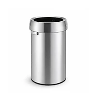 Home Zone Living 16 Gallon Stainless Steel Open Top Trash Can with Round Design