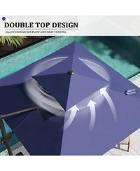Pellebant 10x10Feet Outdoor Patio Double Top Square Aluminum Cantilever Umbrella with Base