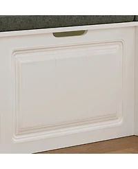 Homfan 63-Inch Corner Storage Bench - White Pvc Vacuum Forming Entryway Seat with Upholstered Cushion | Modern Shoe Bench