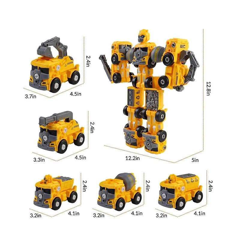 Cowin 5-in-1 Take Apart Car Toys, Diy Engineering Construction Truck Toy Vehicle Kids Building Educational Toy Gift for Age 3-8 Year Old Boys