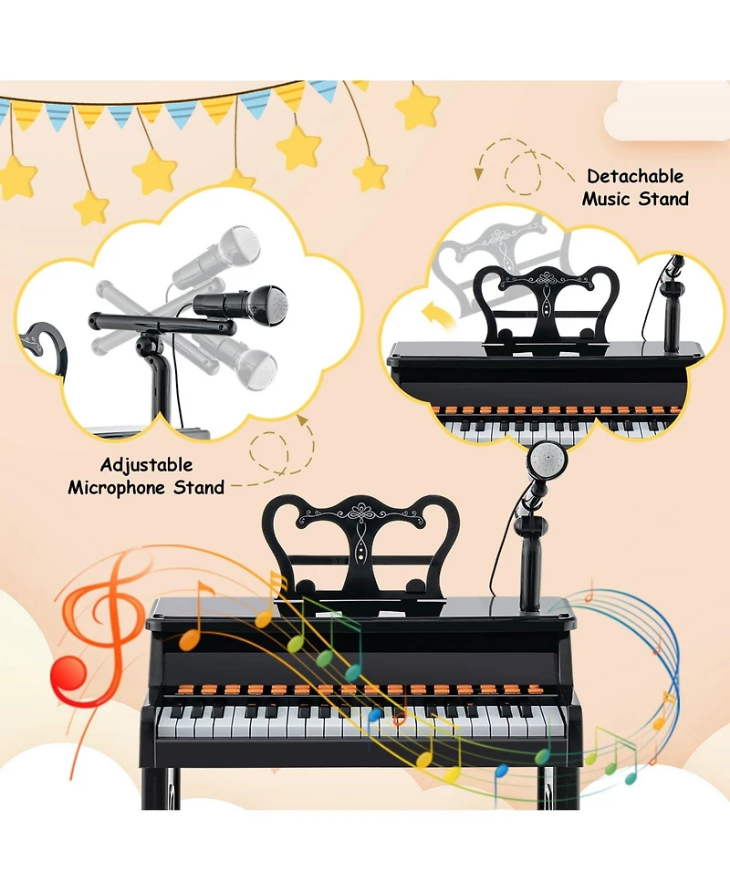 Mecale 37 Keys Music Piano With Microphone Kids Keyboard Detachable Stand