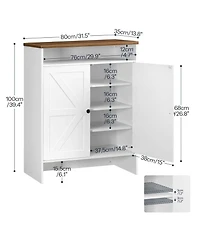 Slickblue Shoe Storage Cabinet Farmhouse Style with Adjustable Shelf