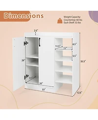 Slickblue Entryway Shoe Cabinet with 2 Doors and Adjustable Inner Storage Shelves