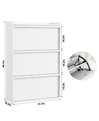homfan Shoe Cabinet with 3 Flip Drawers - Hidden Wood Shoe Storage Cabinet for Entryway Hallway Living Room