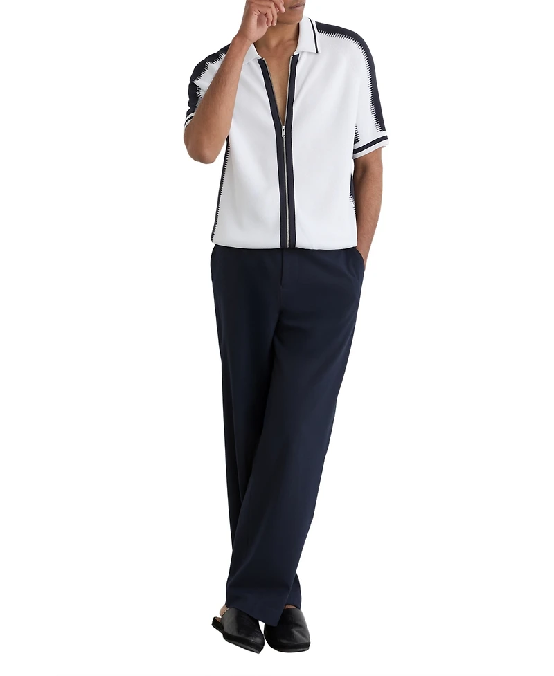 Reiss Men's Kenley Zip Through Color Block Knit Shirt