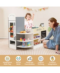 Slickblue Grocery Store Role Play Set for Kids with Pos Machine and Checkout Counter