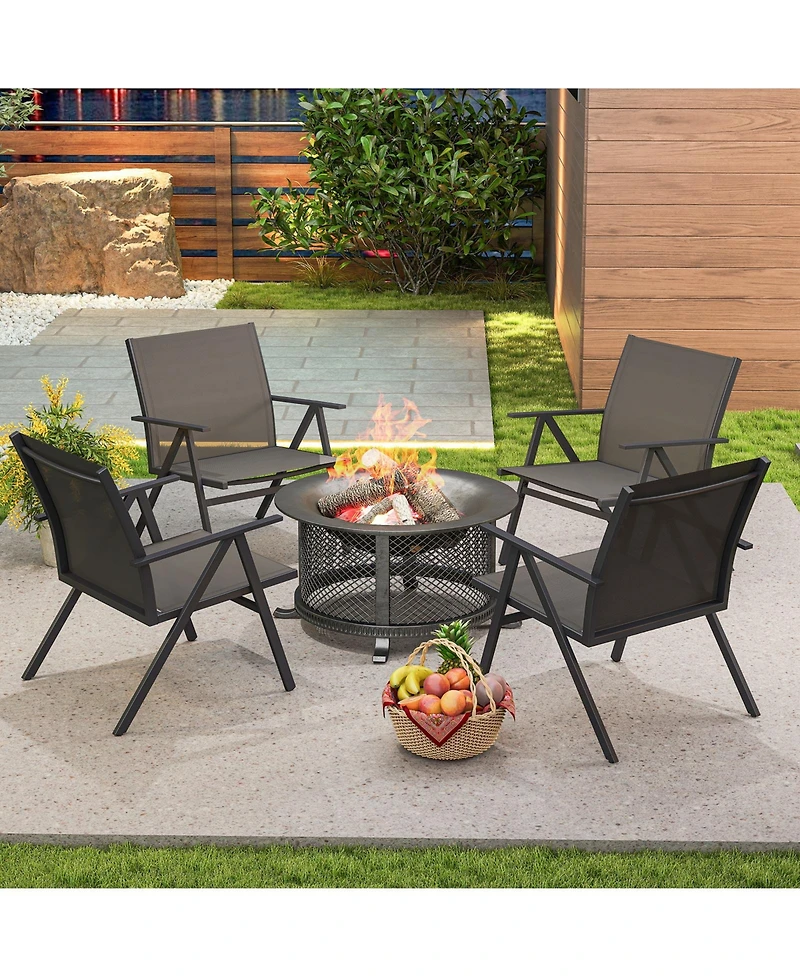 Slickblue Outdoor Seating Chairs Set of 2 with Mesh Fabric and Metal Frame