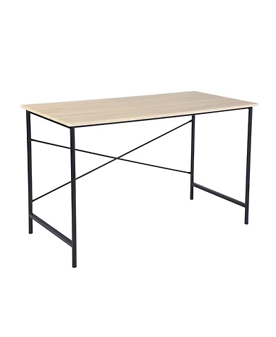 HomeRoots 48" Natural and Wood and Aluminum Computer Desk