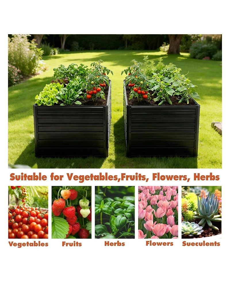 Streamdale Furniture 2-Pack 8x4x2ft Galvanized Metal Raised Garden Bed Kit