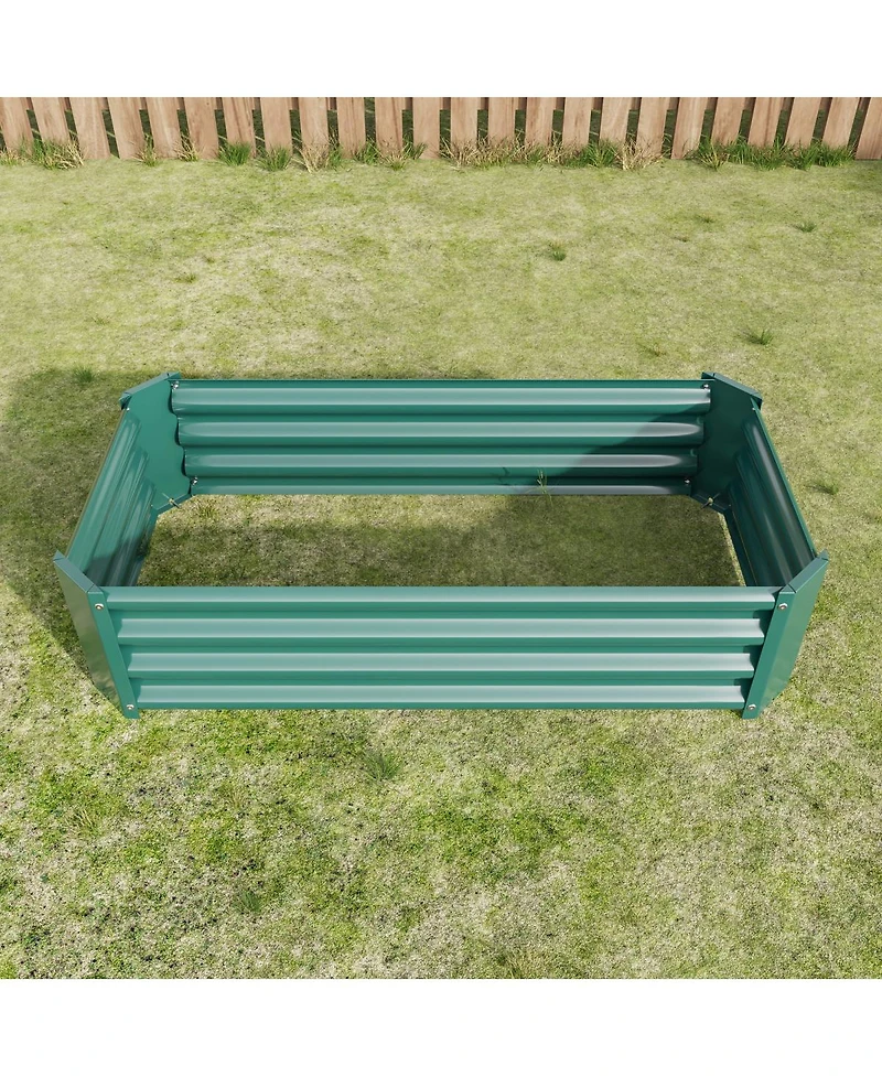 Streamdale Furniture 2PCS 4x2x1ft Metal Raised Garden Bed for Flowers Vegetables and Herbs