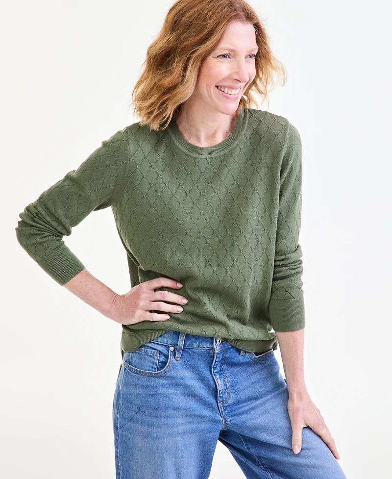 Style & Co Women's Cotton Curved-Hem Sweater, Macy's Exclusive