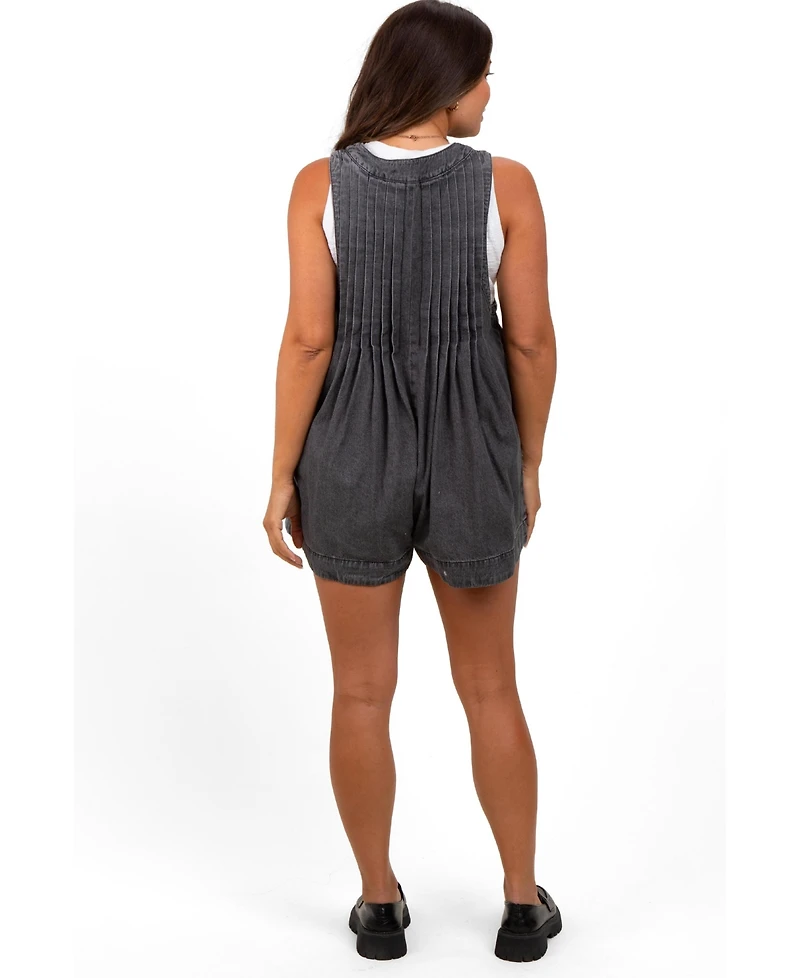 Pinkblush Maternity Deep V-Neck Pleated Front Tie Sleeveless Romper