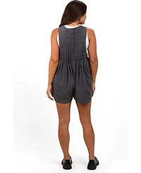 Pinkblush Maternity Deep V-Neck Pleated Front Tie Sleeveless Romper