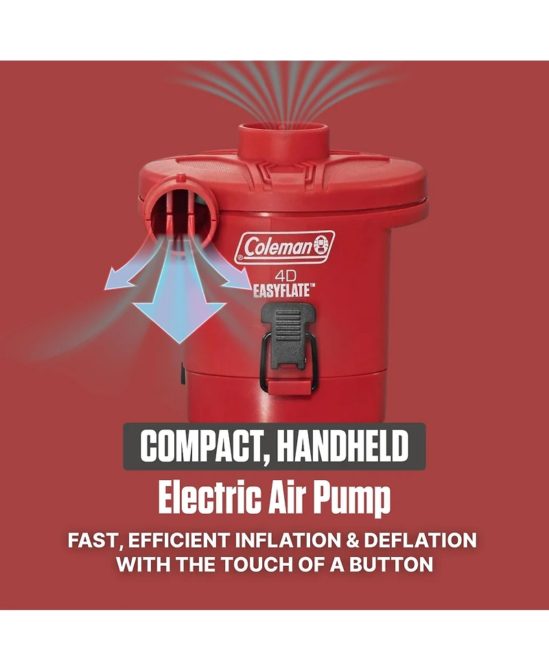 Coleman EasyFlate 4D Electric Air Pump, Battery Powered Inflator with 3 Adapters