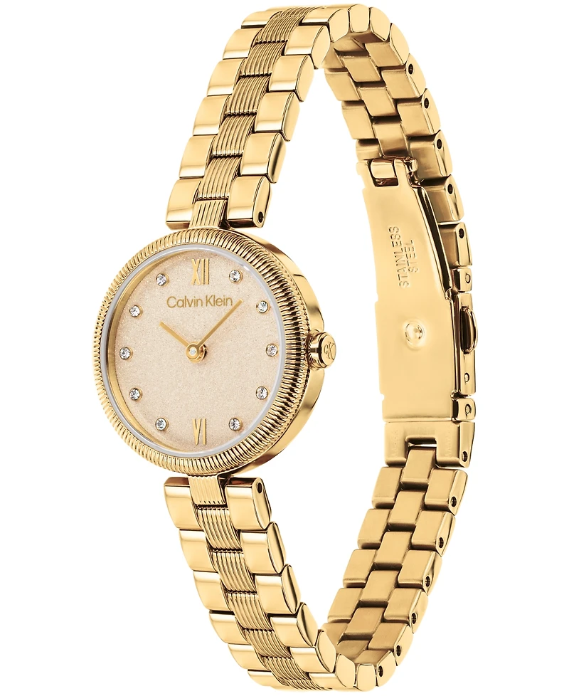 Calvin Klein Women's Gleam Gold-Tone Stainless Steel Bracelet Watch 24mm