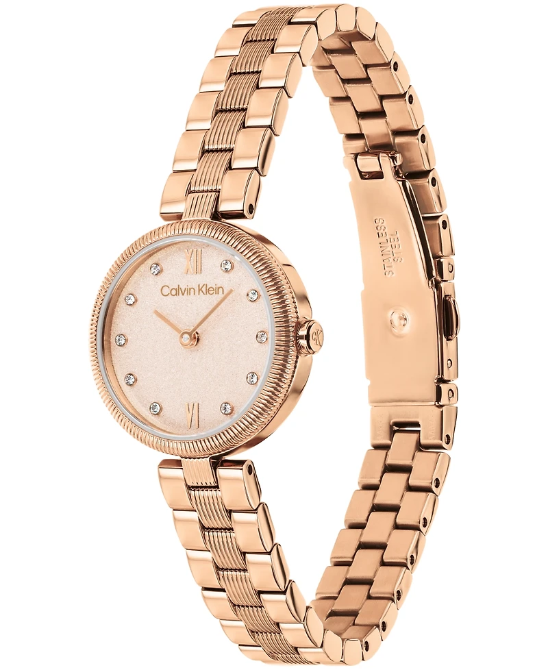 Calvin Klein Women's Gleam Rose Gold Tone Stainless Steel Bracelet Watch 24mm