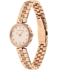 Calvin Klein Women's Gleam Rose Gold Tone Stainless Steel Bracelet Watch 24mm