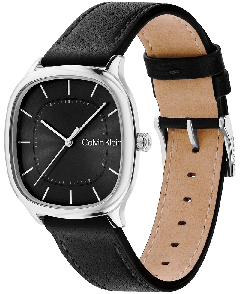 Calvin Klein Men's Ck Shape Black Leather Strap Watch 37mm