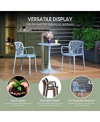 5-Piece Outdoor Indoor Metal Patio Dining Table Set With Stackable Arm Chairs