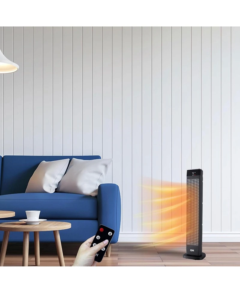 Good Housekeeping 30" Ceramic Tower Space Heater with Remote, Oscillating