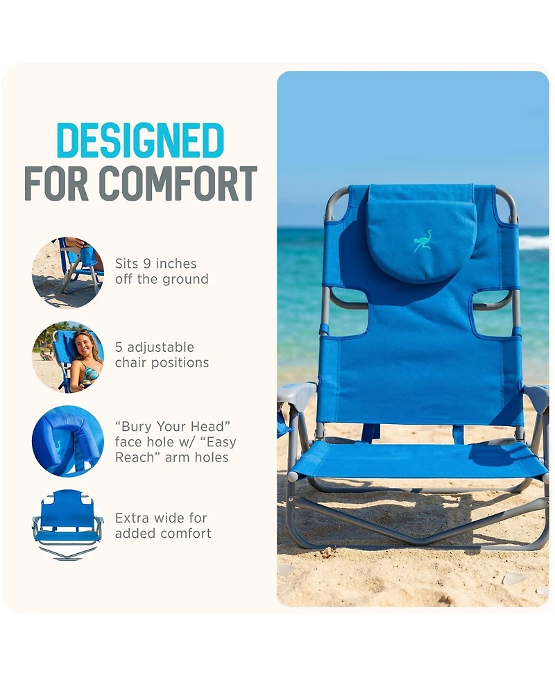 Ostrich On-Your-Back Outdoor Reclining Beach Lounge Pool Camping Chair