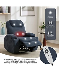homfan Electric Recliner with Massage and Heat - Upholstered Armchair - Dual Cup Holders and Side Pockets
