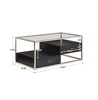 iNSPIRE Q 2-Drawer Coffee Table With Tempered Glass Top