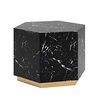 iNSPIRE Q Faux Marble Small Hexagon Coffee Table With Brushed Metal Base