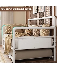 gaomon Daybed and Foldable Metal Trundle Bed, Metal Twin Bed Frame Heavy Duty Steel Slats Support,Sofa BedFrame for Living Room