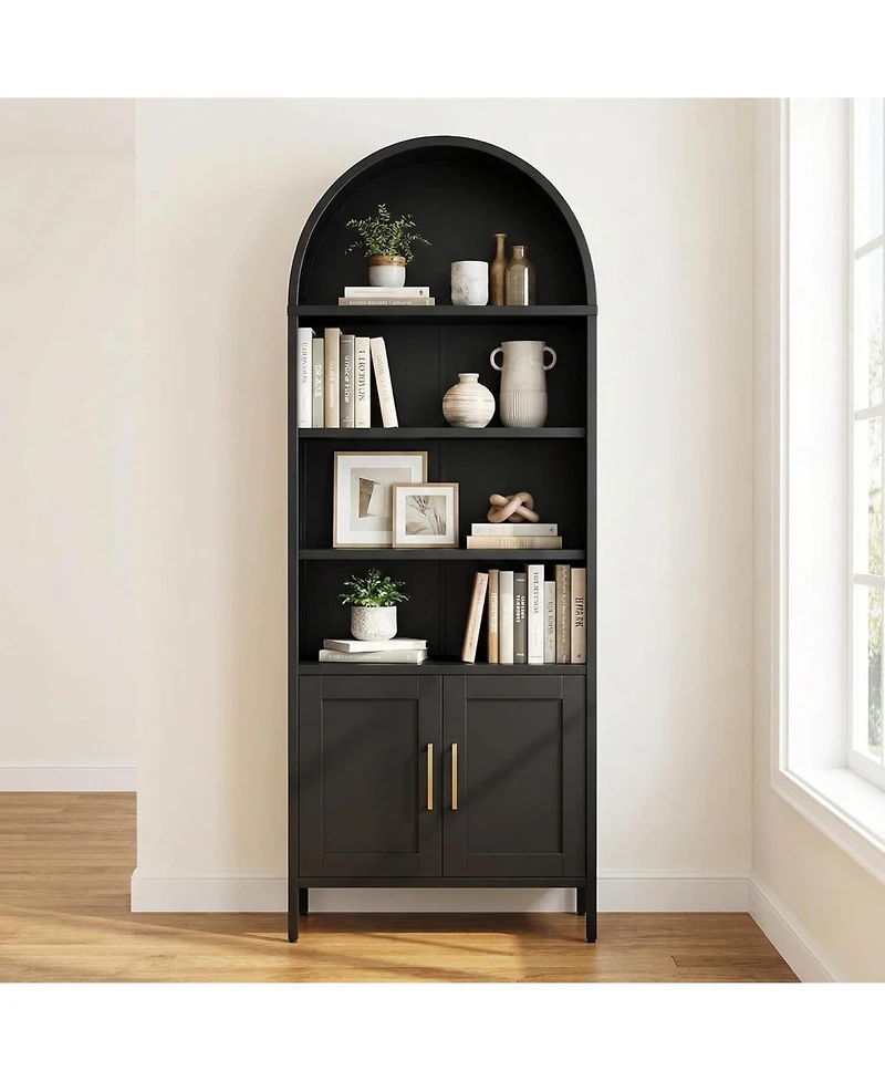 gaomon Cold Rolled Steel Arched Bookshelf, Steel Bookshelf, Arched Design Shelf, Durable Modern Bookshelf