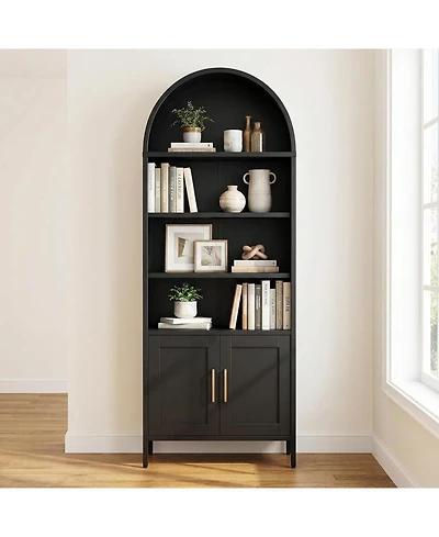 gaomon Cold Rolled Steel Arched Bookshelf, Steel Bookshelf, Arched Design Shelf, Durable Modern Bookshelf