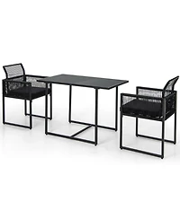 Sugift 3-Piece Outdoor Dining Set with Folding Backrest and Seat Cushions