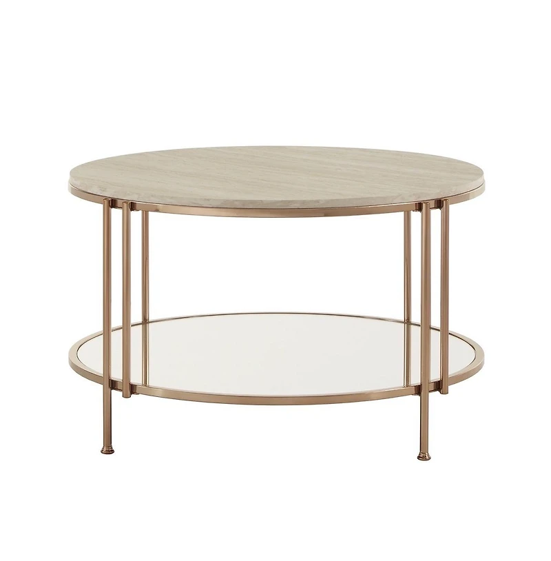 iNSPIRE Q Coffee Table With Faux Marble Top and Mirror Bottom