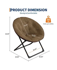 gaomon Oversized Faux Fur Foldable Saucer Chair, Sturdy Metal Frame Lounge Chair for Adults, Comfy Dorm Room Seating