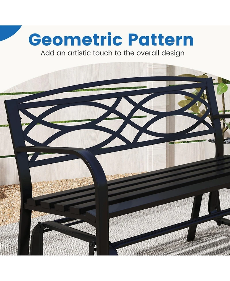 Gouun 2-Person Metal Glider Bench with Curved Armrests